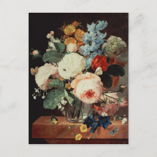 Vase der Blume auf einer Marmorplatte Postkarte