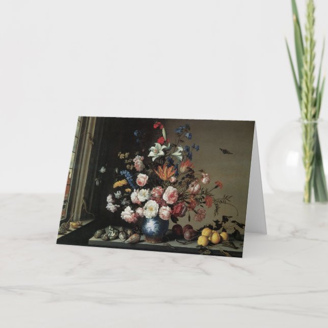 Vase der Blume durch ein Fenster, Balthasar van de Karte (Vorderseite)