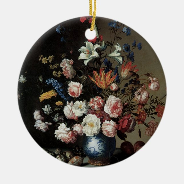 Vase der Blume durch ein Fenster, Balthasar van de Keramikornament (Vorne)