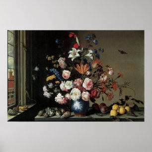 Vase der Blume durch ein Fenster, Balthasar van de Poster