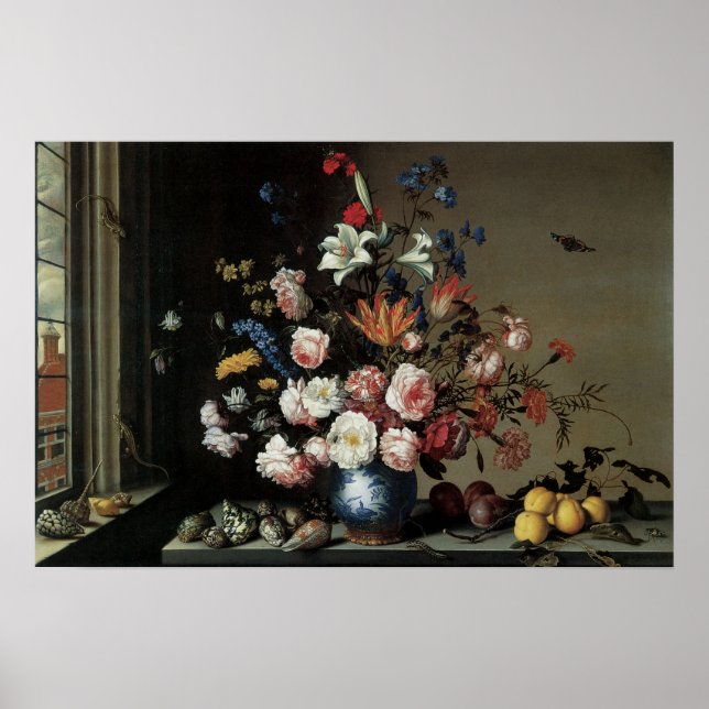 Vase der Blume durch ein Fenster, Balthasar van de Poster (Vorne)