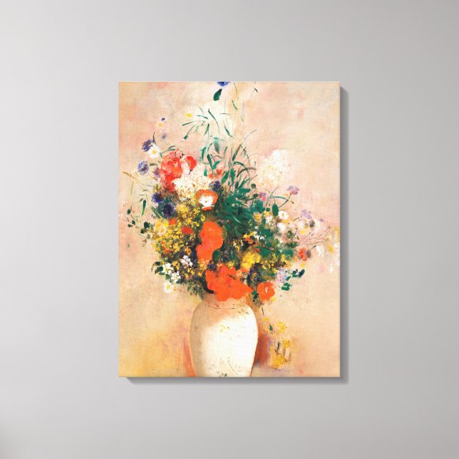 Vase der Blume durch Redon Post-Impressionist Leinwanddruck (Vorderseite)