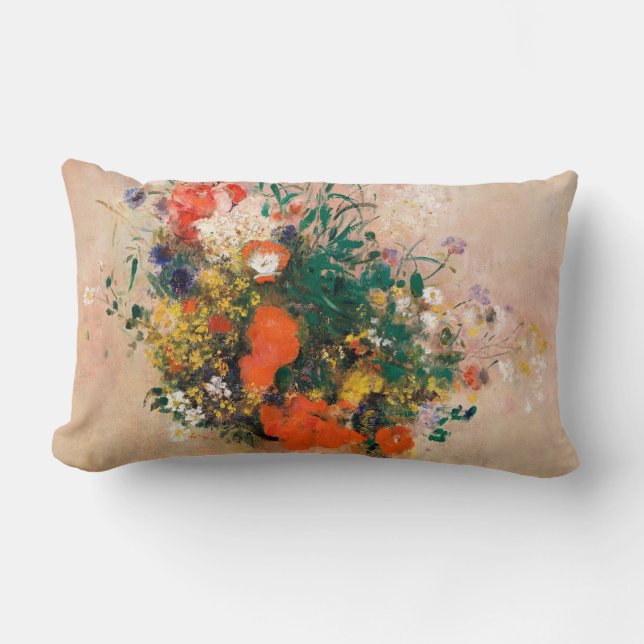 Vase der Blume durch Redon Post-Impressionist Lendenkissen (Vorderseite)