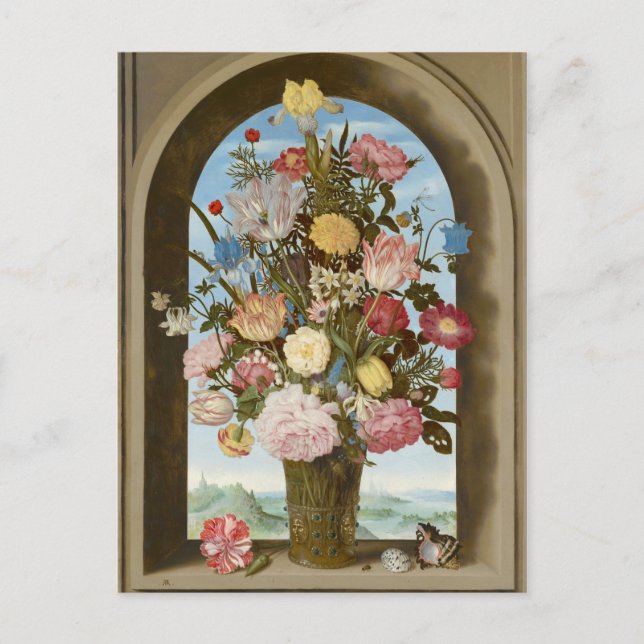 Vase der Blume in einem Fenster, c.1618 Postkarte (Vorderseite)