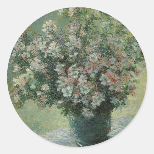 Vase der Blume von Claude Monet Runder Aufkleber (Vorderseite)