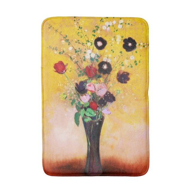 Vase der Blume von Odilon Redon Badematte (Vorderseite Vertikal)