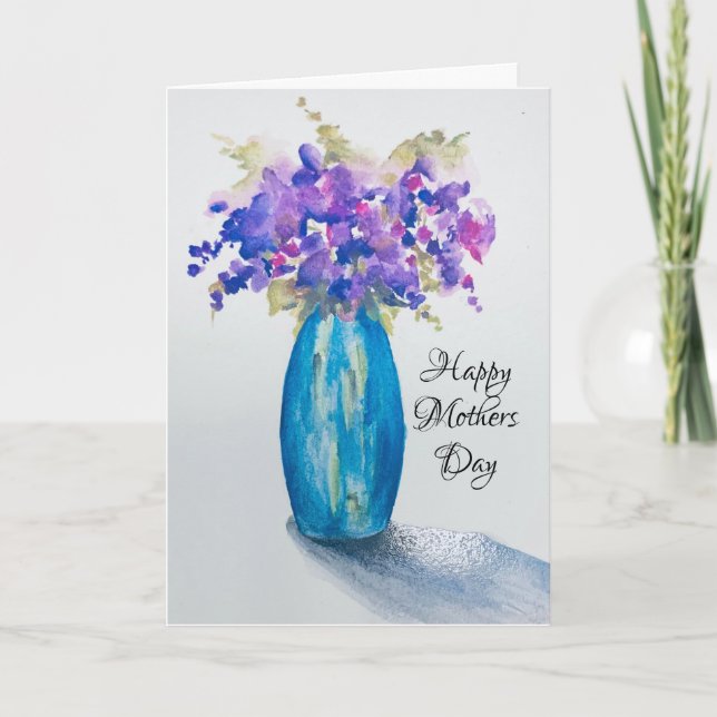 Vase der Muttertagskarte der Violetten Karte (Vorderseite)