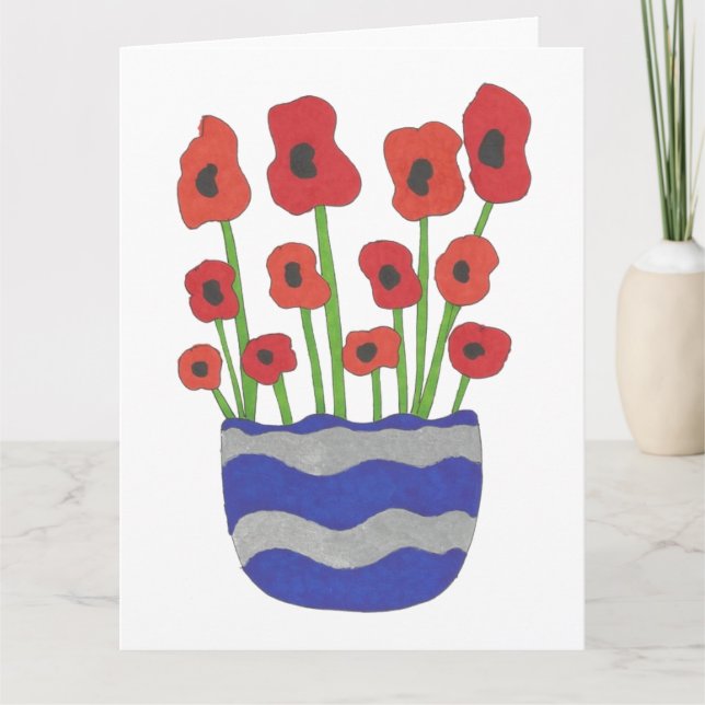 Vase der Poppies Moderne Kunst Karte (Vorderseite)