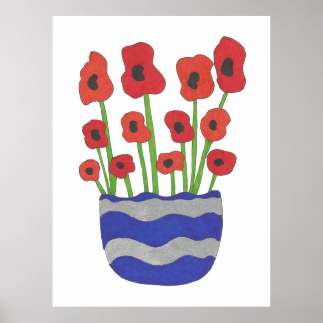 Vase der Poppies Moderne Kunst Poster (Vorne)