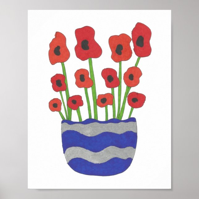 Vase der Poppies Moderne Kunst Poster (Vorne)