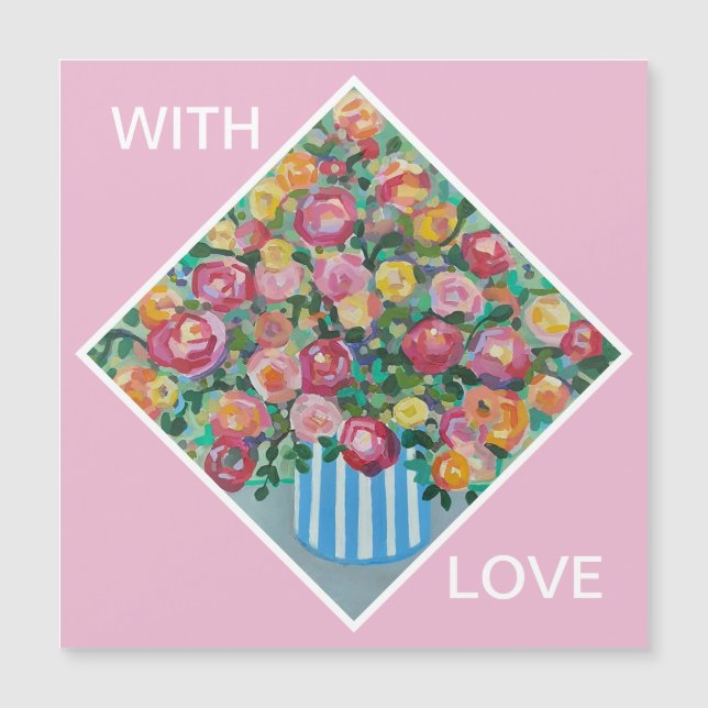 Vase der Rose Magnetkarte (Vorderseite)