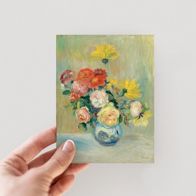 Vase der Rose und Dahlien | Renoir Postkarte (Von Creator hochgeladen)