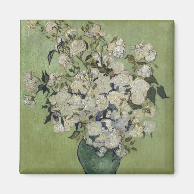 Vase der Rose von Vincent Van Gogh Magnet (Vorne)