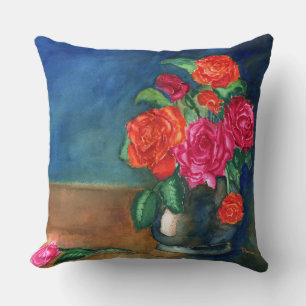 Vase der Rote Rosen Kissen