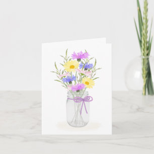 Vase en pot Mason de fleurs sauvages Carte de vœux
