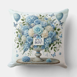 Vase floral bleu blanc Lisse oreiller