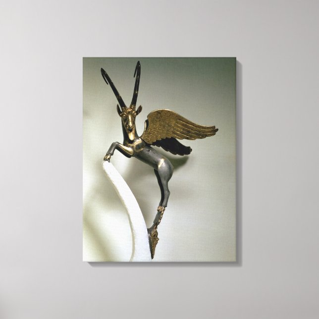 Vase-Handgriff in Form eines geflügelten Ibex, Ach Leinwanddruck (Vorderseite)