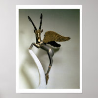 Vase-Handgriff in Form eines geflügelten Ibex, Ach