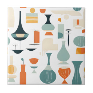 Vase im Mid-Century-Modern-Stil auf Weiß Fliese