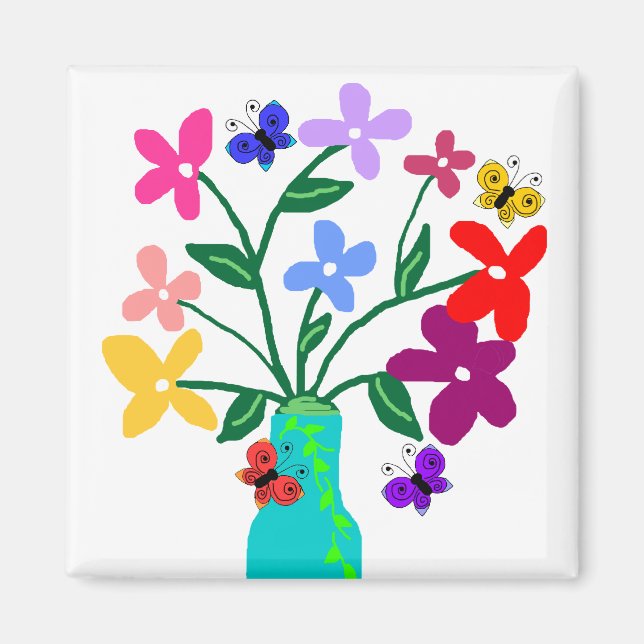 Vase in Blume Magnete Magnet (Vorne)