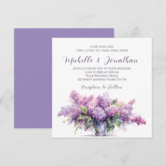 Vase Lilac Blume Inspiration Christliche Hochzeit Einladung (Vorne/Hinten)