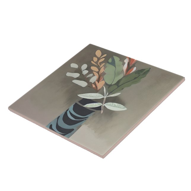 Vase minimalistischer Blätter Fliese (Seite)