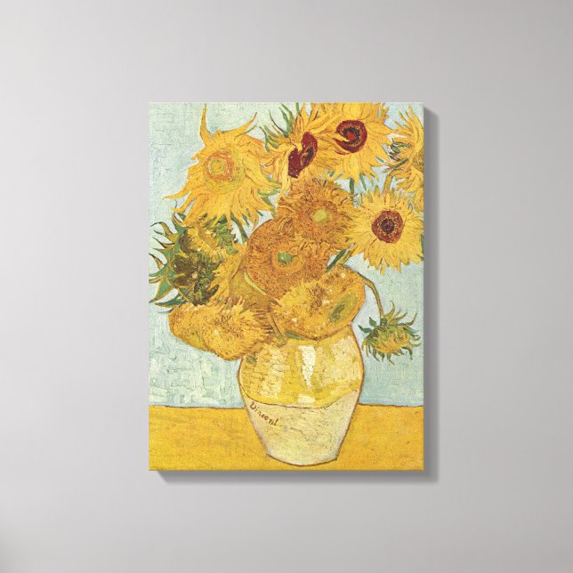 Vase mit 12 Sonnenblumen - Vincent Van Gogh (1888) Leinwanddruck (Vorderseite)