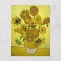 Vase mit 15 Sonnenblumen von Van Gogh Postcard