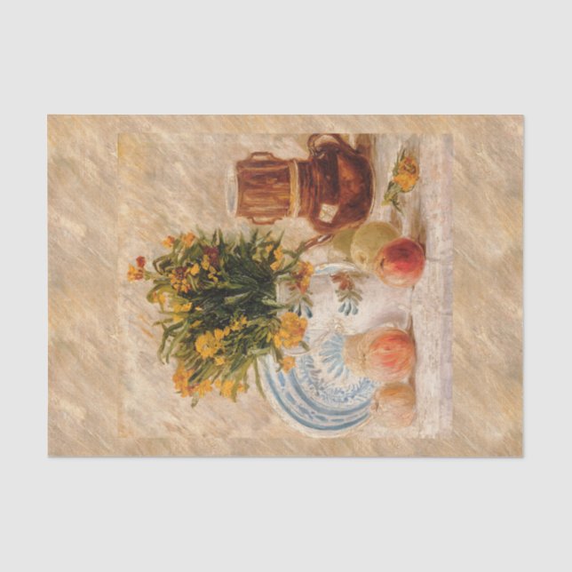 Vase mit Blume, Kaffee und Obst, van Gogh Seidenpapier (Vorderseite)