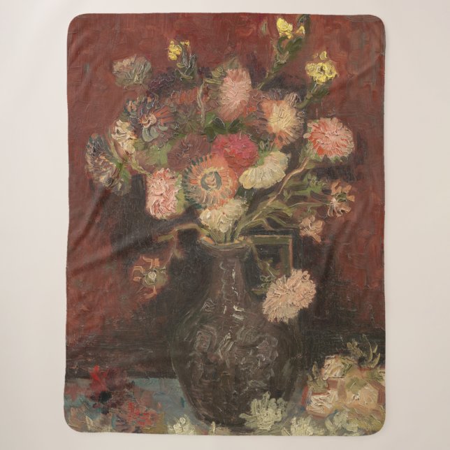 Vase mit chinesischen Asterern und Gladioli van Go Sherpadecke (Vorderseite)