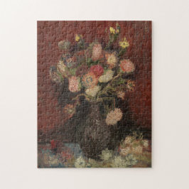 Vase mit chinesischen Astern und den Gladioli