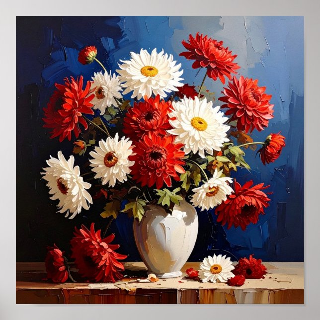 Vase mit Chrysanthemen nach Van Gogh Poster (Vorne)