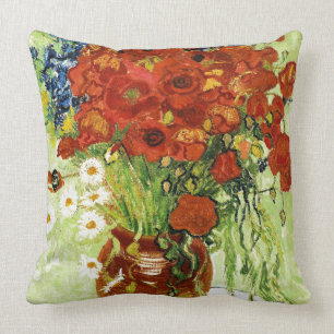 Vase mit Cornblumen und Pfefferkissen Kissen