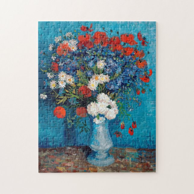 Vase mit Cornblumen und Pfefferkuchen, Van Gogh (Vertikal)