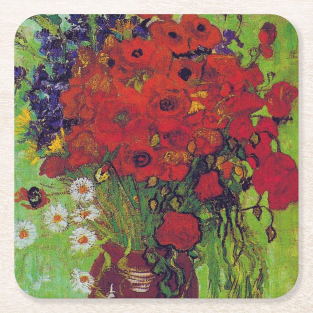Vase mit Cornblumen und Pfefferkuchen, Van Gogh Rechteckiger Pappuntersetzer (Vorderseite)