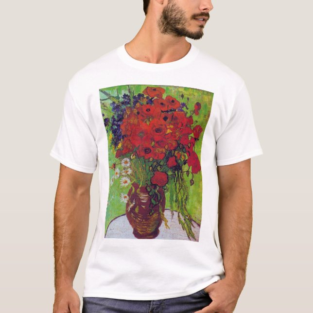 Vase mit Cornblumen und Pfefferkuchen, Van Gogh T-Shirt (Vorderseite)