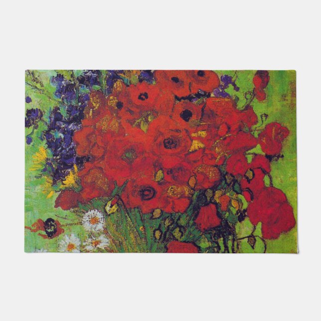 Vase mit Cornblumen und Pflaumen, Van Gogh Fußmatte (Vorderseite)