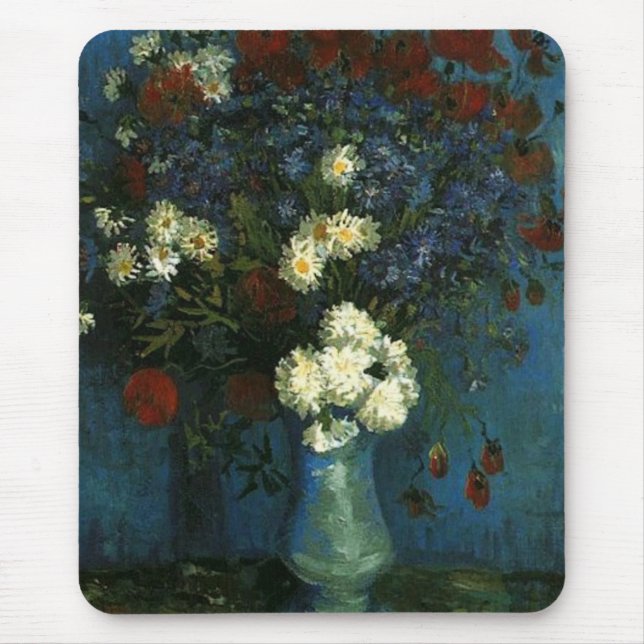 Vase mit Cornblumen und Pflücken, van Gogh Mousepad (Vorne)
