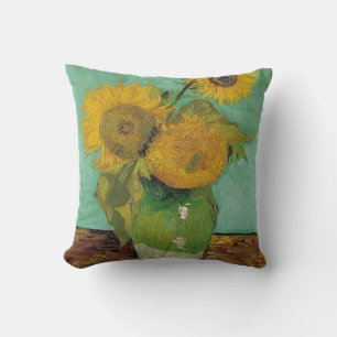 Vase mit drei Sonnenblumen, Vincent van Gogh Kissen