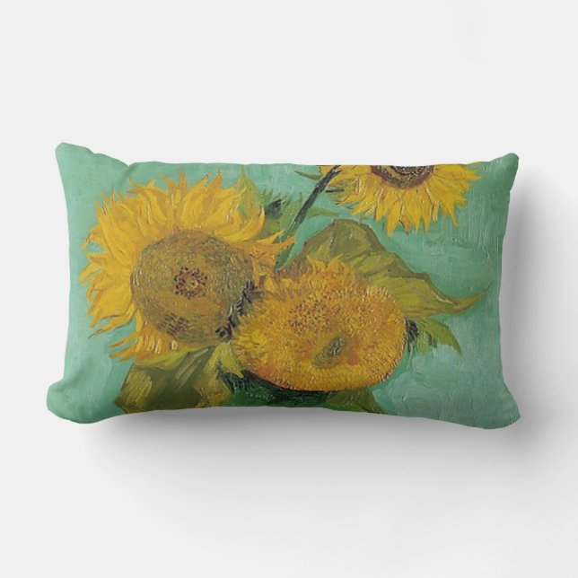 Vase mit drei Sonnenblumen, Vincent van Gogh Lendenkissen (Vorderseite)
