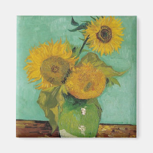 Vase mit drei Sonnenblumen, Vincent van Gogh Magnet