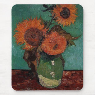 Vase mit drei Sonnenblumen,Vincent van Gogh Mousepad