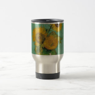 Vase mit drei Sonnenblumen, Vincent van Gogh Reisebecher