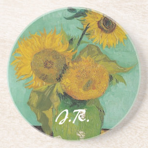 Vase mit drei Sonnenblumen, Vincent van Gogh Sandstein Untersetzer
