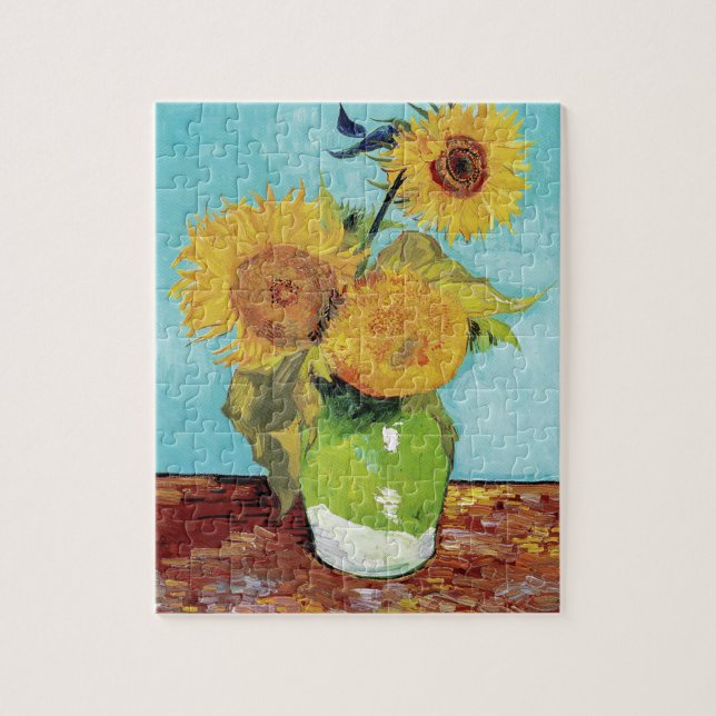 Vase mit drei Sonnenblumen von Vincent Van Gogh (Vertikal)
