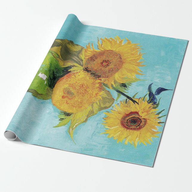 Vase mit drei Sonnenblumen von Vincent Van Gogh Geschenkpapier (Ungerollt)
