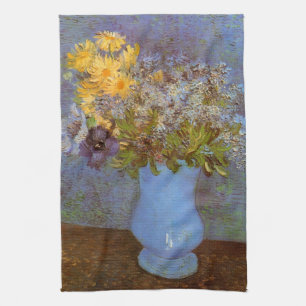 Vase mit Flieder und Gänseblümchen von Vincent van Geschirrtuch