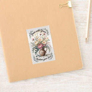 Vase mit Florals wachsen mit Grace klein Aufkleber