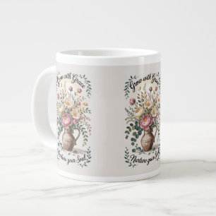 Vase mit Florals wachsen mit Grace Zitat Jumbo-Tasse