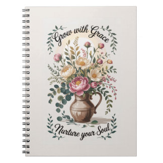 Vase mit Florals wachsen mit Grace Zitat Notizblock